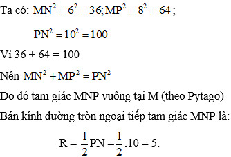 Hình ảnh minh họa tam giác vuông và đường tròn ngoại tiếp