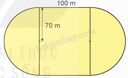Hình ảnh một sân vận động với hình chữ nhật và hai nửa hình tròn