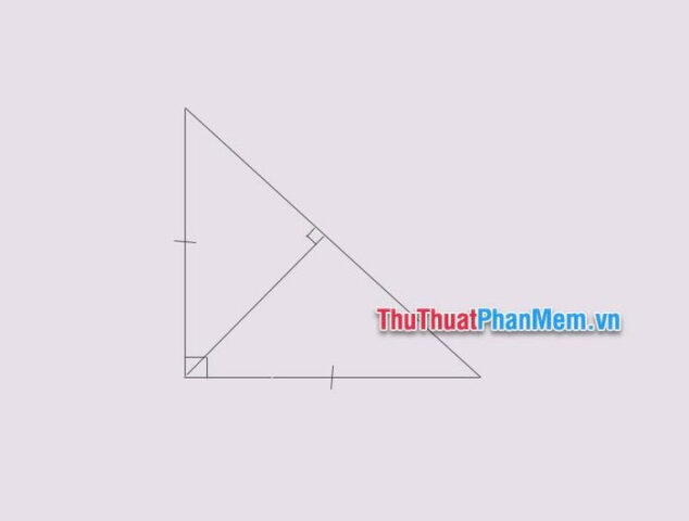 Hình ảnh tam giác vuông cân với đường cao hạ từ đỉnh góc vuông
