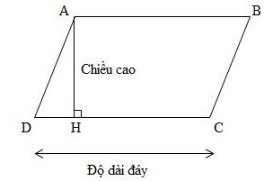Hình bình hành với cạnh đáy và chiều cao