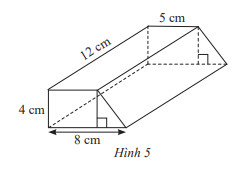 Hình lăng trụ đứng đáy hình thang với các kích thước cụ thể để tính thể tích