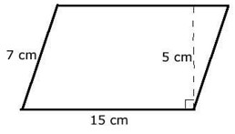 Hình minh họa các yếu tố cần thiết để tính diện tích hình bình hành lớp 6