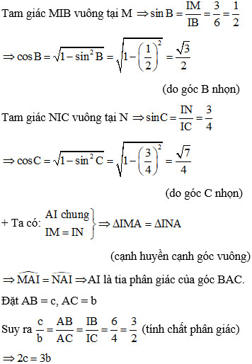 Hình minh họa góc IAB và IAC trong tam giác