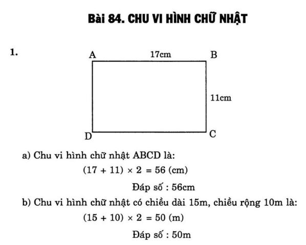 Học sinh lớp 4 giải bài tập về chu vi hình chữ nhật với nhiều dạng khác nhau