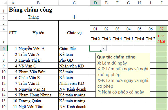 Hướng dẫn theo dõi số ngày nghỉ phép trên Excel bằng công thức tính phép năm