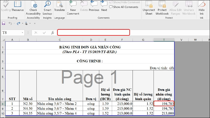Kết quả công thức đã được ẩn thành công, chỉ hiển thị giá trị.