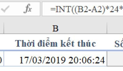 Kết quả tính số giây chênh lệch giữa hai thời điểm bằng công thức trong Excel