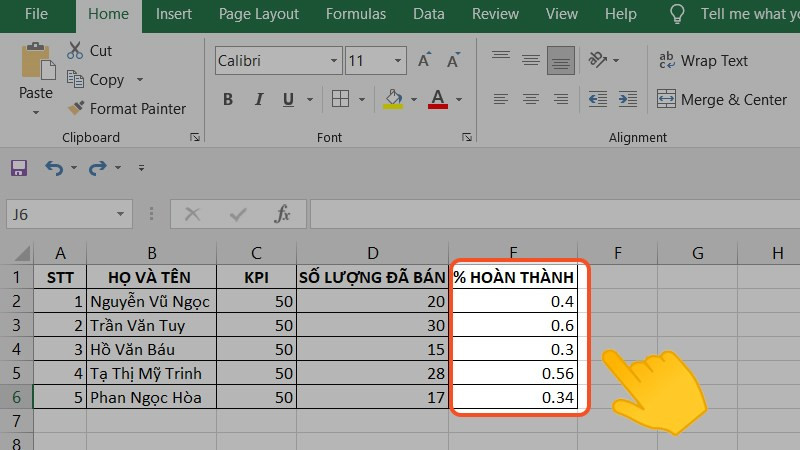 Kiểm tra kết quả sau khi nhập công thức tính giá trị