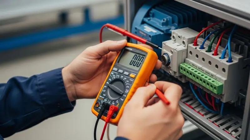 Kỹ thuật viên kiểm tra lỗi thường gặp ở động cơ 3 pha trong quá trình vận hành