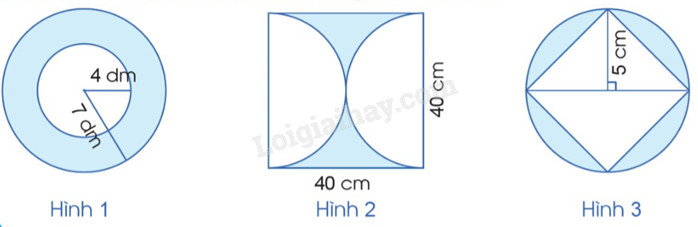Minh họa các dạng bài tính diện tích phần tô màu khác nhau trong hình học