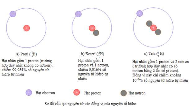 Minh họa các đồng vị của nguyên tố Hydrogen