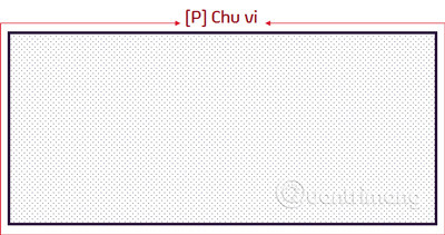 Minh họa cách tính chu vi hình chữ nhật bằng tổng độ dài các cạnh