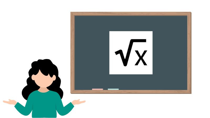 Minh họa căn bậc 2 số học của một số dương với ký hiệu căn