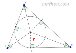 Minh họa công thức tính diện tích tam giác với đường tròn nội tiếp và bán kính r