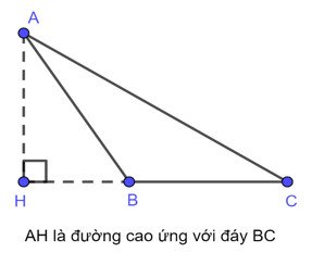 Minh họa đường cao cho hình tam giác tù