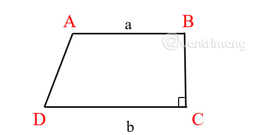 Minh họa hình thang vuông với một góc 90 độ và các cạnh a, b, c, d