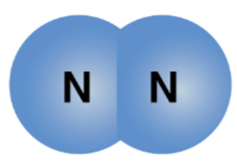 Mô hình phân tử Nitrogen minh họa công thức tính khối lượng phân tử