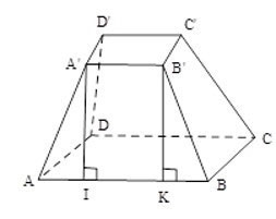 Mô phỏng hình chóp cụt tứ giác đều với các kích thước cạnh đáy và chiều cao mặt bên