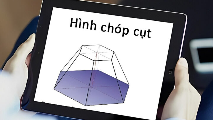 Mô tả cấu trúc hình chóp cụt với đáy lớn, đáy nhỏ và chiều cao