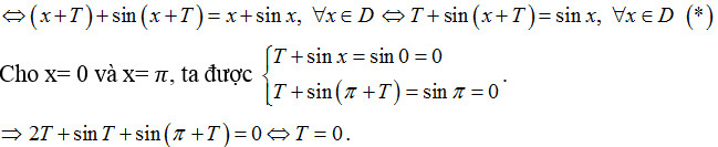 Mô tả hàm số y = x + sinx không tuần hoàn