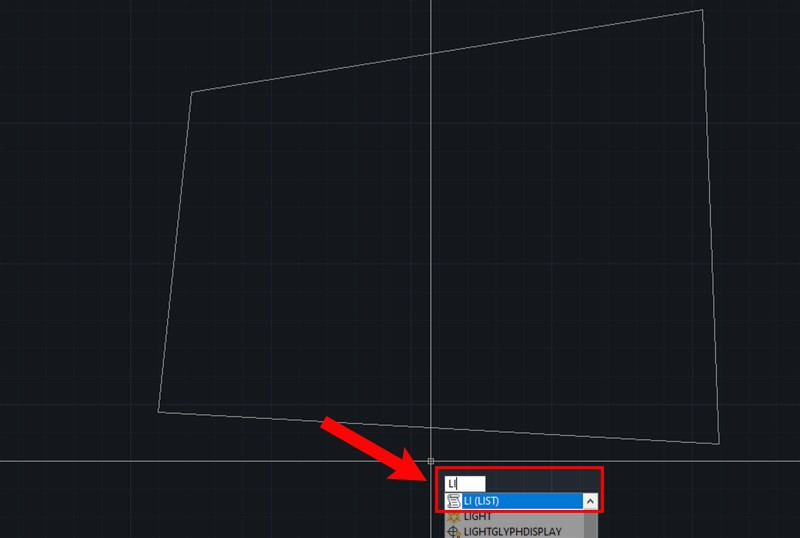 Nhập lệnh LI để tính diện tích trong AutoCAD