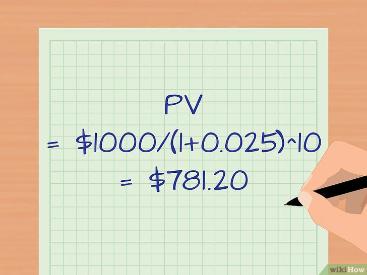 Quá trình nhập liệu và tính toán tổng thể công thức tính giá trị hiện tại của trái phiếu từ các biến số đã cho.