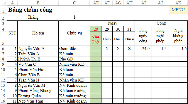 Quản lý thông tin phép năm trên hệ thống
