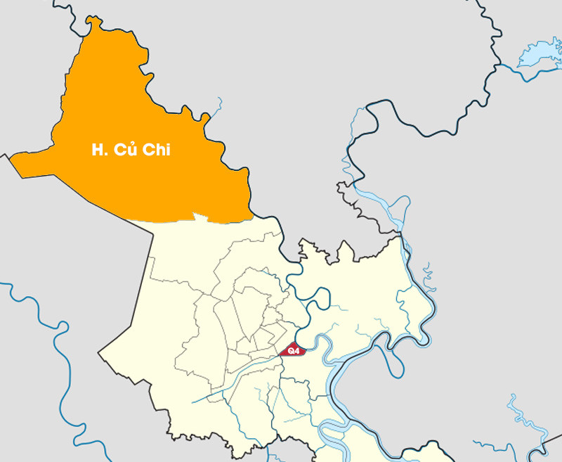 Quang cảnh Quận 4, thể hiện diện tích nhỏ gọn so với các quận, huyện khác của Thành phố Hồ Chí Minh