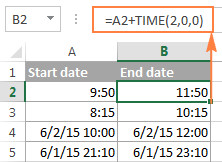 Sử dụng hàm TIME để cộng thêm giờ vào thời gian trong Excel