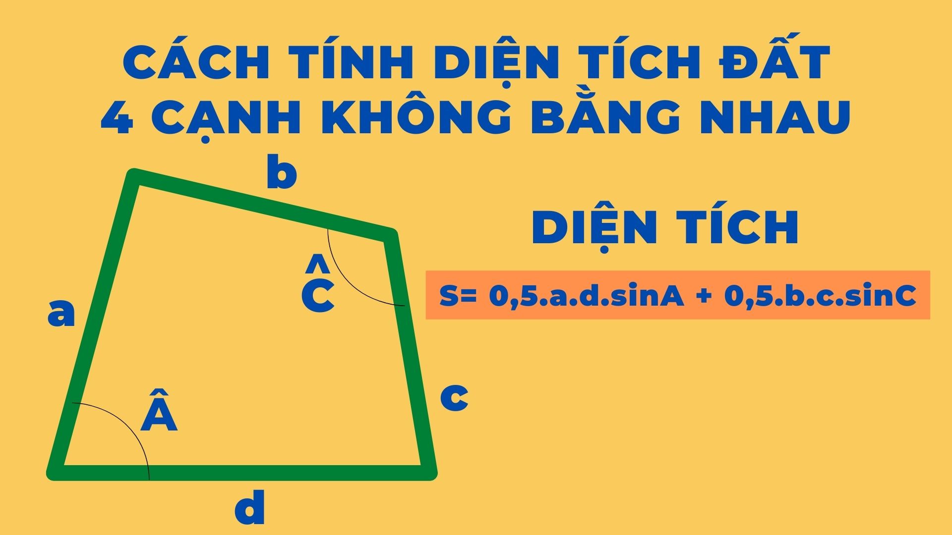 Sử dụng phương pháp chia nhỏ để tính diện tích đất có 4 cạnh không bằng nhau