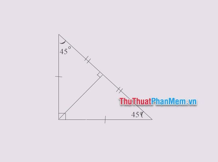 Tính chất đường cao tam giác vuông cân