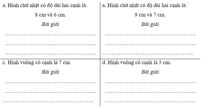 Tính diện tích các hình dưới đây