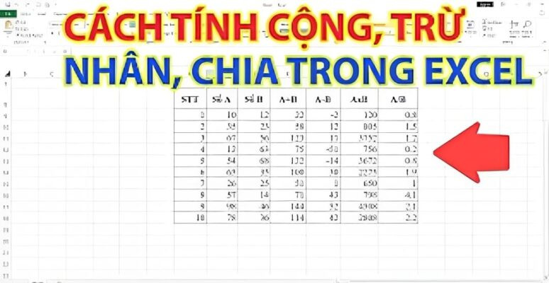 Tổng hợp các công thức tính cộng trừ nhân chia trong Excel với ví dụ