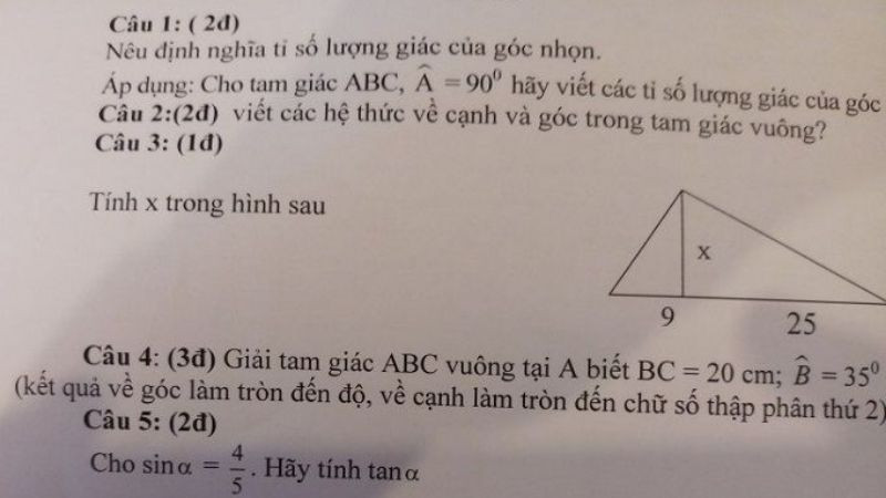 Ứng dụng của công thức lượng giác trong hình học để tính góc
