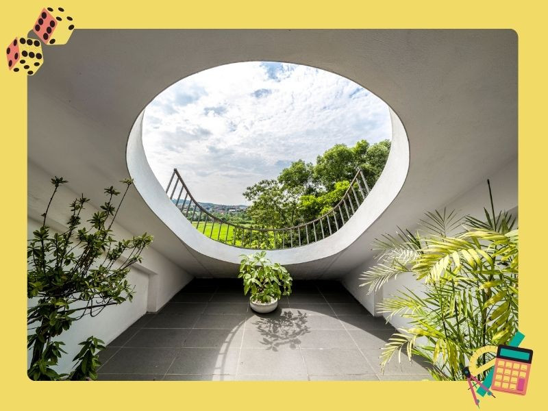 Ứng dụng thực tiễn của hình oval trong kiến trúc, cho thấy tầm quan trọng của cách tính chu vi hình oval