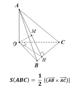 Vector và công thức tính diện tích hình tam giác vuông trong không gian Oxyz