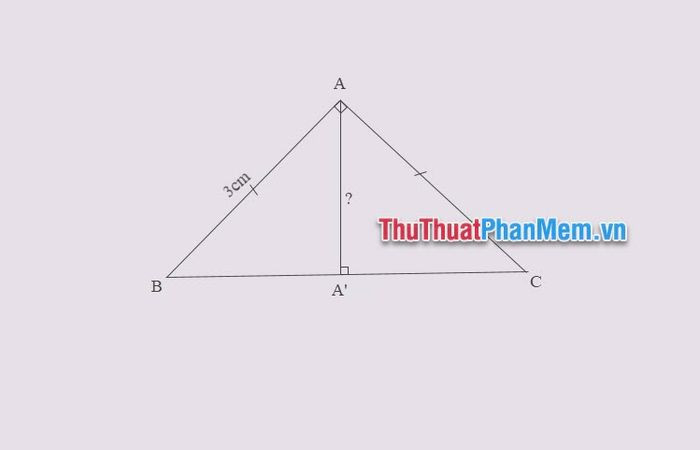 Ví dụ 2 về đường cao trong tam giác vuông cân