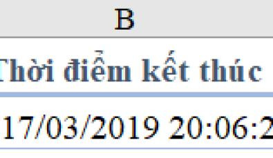 Ví dụ cách nhập thời gian bắt đầu và kết thúc để tính khoảng cách trong Excel