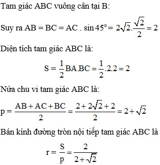 Ví dụ giải bài toán tính bán kính đường tròn nội tiếp trong tam giác vuông