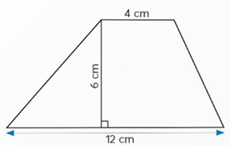 Ví dụ tính diện tích hình thang a với kích thước 4cm, 12cm, 6cm