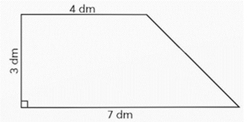 Ví dụ tính diện tích hình thang b với kích thước 4dm, 7dm, 3dm
