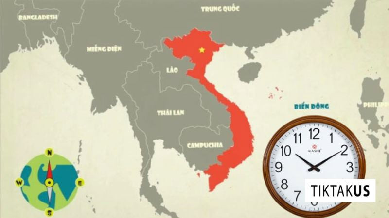 Vị trí địa lý của Việt Nam trên bản đồ múi giờ quốc tế