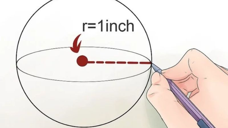 Xác định bán kính r hoặc đường kính d để tính diện tích mặt cầu