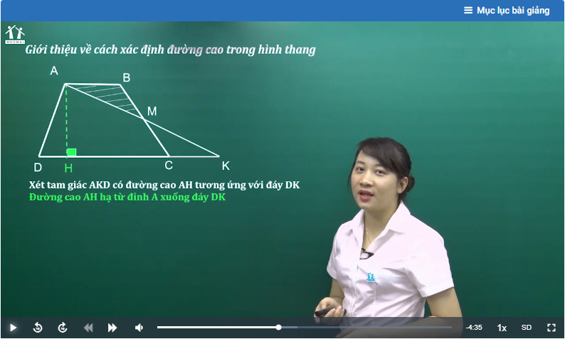 Xác định đường cao AH trong hình thang